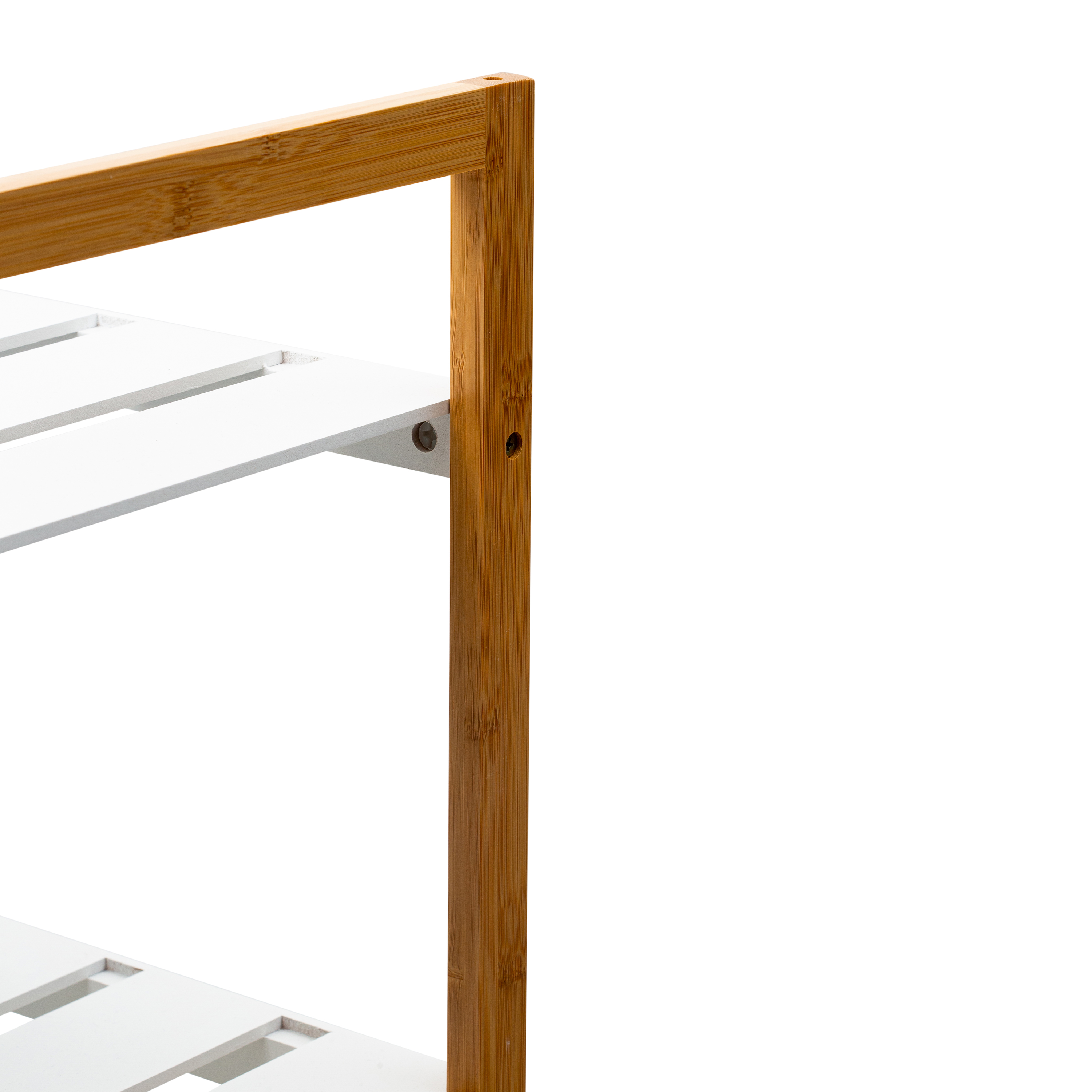 Organize It All 2 Pack Sonora Bamboo 4 Tier Stackable 12 Pair Shoe Rack in White