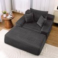 thumbnail image 5 of Z-hom Chaise Lounge Indoor with Ottoman, Boneless Corduroy Sleeper Sofa Bed, Cloud Couch Chair with Side Pockets & 2 Pillows for Living Room, No Assembly Required, 5 of 8