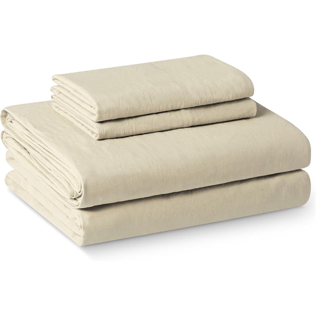 Brushed Microfiber Sheet Set, Extra Soft with Natural Texture, 4-Piece, Queen, Beige