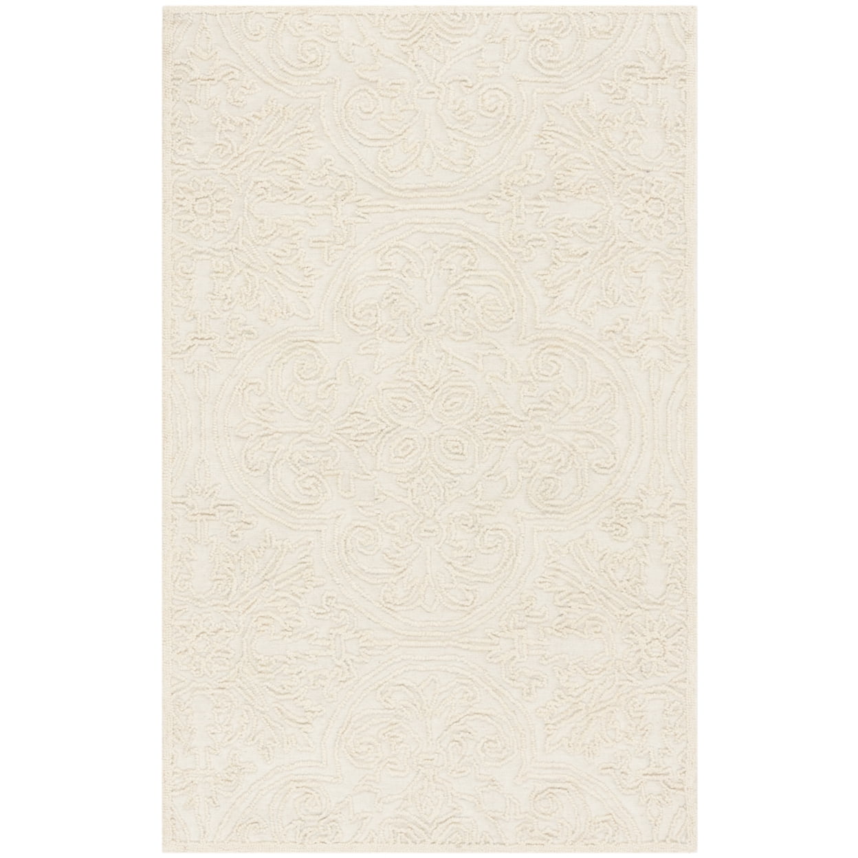SAFAVIEH Trace Burton Geometric Wool Area Rug, Ivory, 5' x 8'