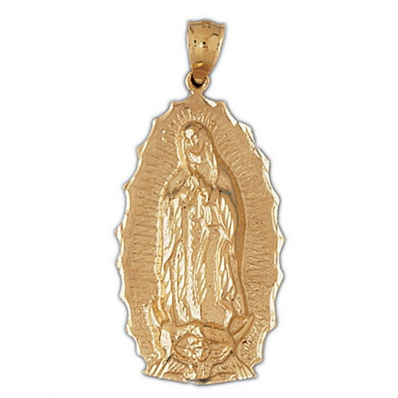 14K Yellow Gold Our Lady Guadalupe Pendant - 50 mm