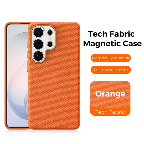 Dteck Magnetic Phone Case for Samsung Galaxy S26 Ultra, Shockproof PU Leather TPU Back Protective Case, Orange