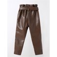 thumbnail image 2 of Qiylii Kid Girls PU Leather Pants Solid Color Toddler Trousers with Belt, 2 of 6