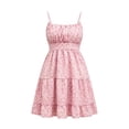 thumbnail image 6 of Levmjia Womens Floral Print Cami Mini Dress With Ruffle Hem Spaghetti Strap Flowy Casual Lightweight Sundress For Beach Vacations Breathable Summer Daily Wear, 6 of 6
