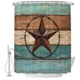 thumbnail image 2 of Texas Star Rustic Shower Curtains for Bathroom, Western Teal Brown Ombre Wooden Vintage Waterproof Fabric Shower Curtain, Decorative Bathroom Curtain for Bathtub, 66"x72" , No Hooks Included, 2 of 9