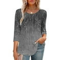 thumbnail image 5 of HAPIMO Women' Plus Size Flowy Crew Neck Tees Elegant Pleated Blouses Flower Print Tops Summer Tops for Women Casual Loose Fashion Clothes Dressy Tunic Gray XXL, 5 of 9