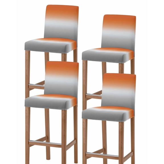 Burnt Orange Gray Ombre Bar Stool Covers Set of 4, Modern Gradient Abstract Art Stretch Washable Bar Chair Covers with Backs, Removable Pub Counter Height Chair Cover for Kitchen Dining Room Cafe
