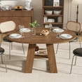 thumbnail image 7 of Extendable Round Dining Table for 4, Modern Oval Kitchen Dining Table with Storage Shelf, Dinner Table for Living Room, Walnut, 7 of 7