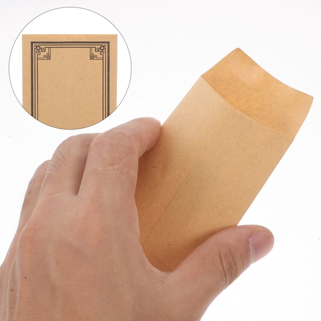PTOOTP 50Pcs Reusable Kraft Paper Envelopes for Cash Budgeting Small Khaki Self Sealing