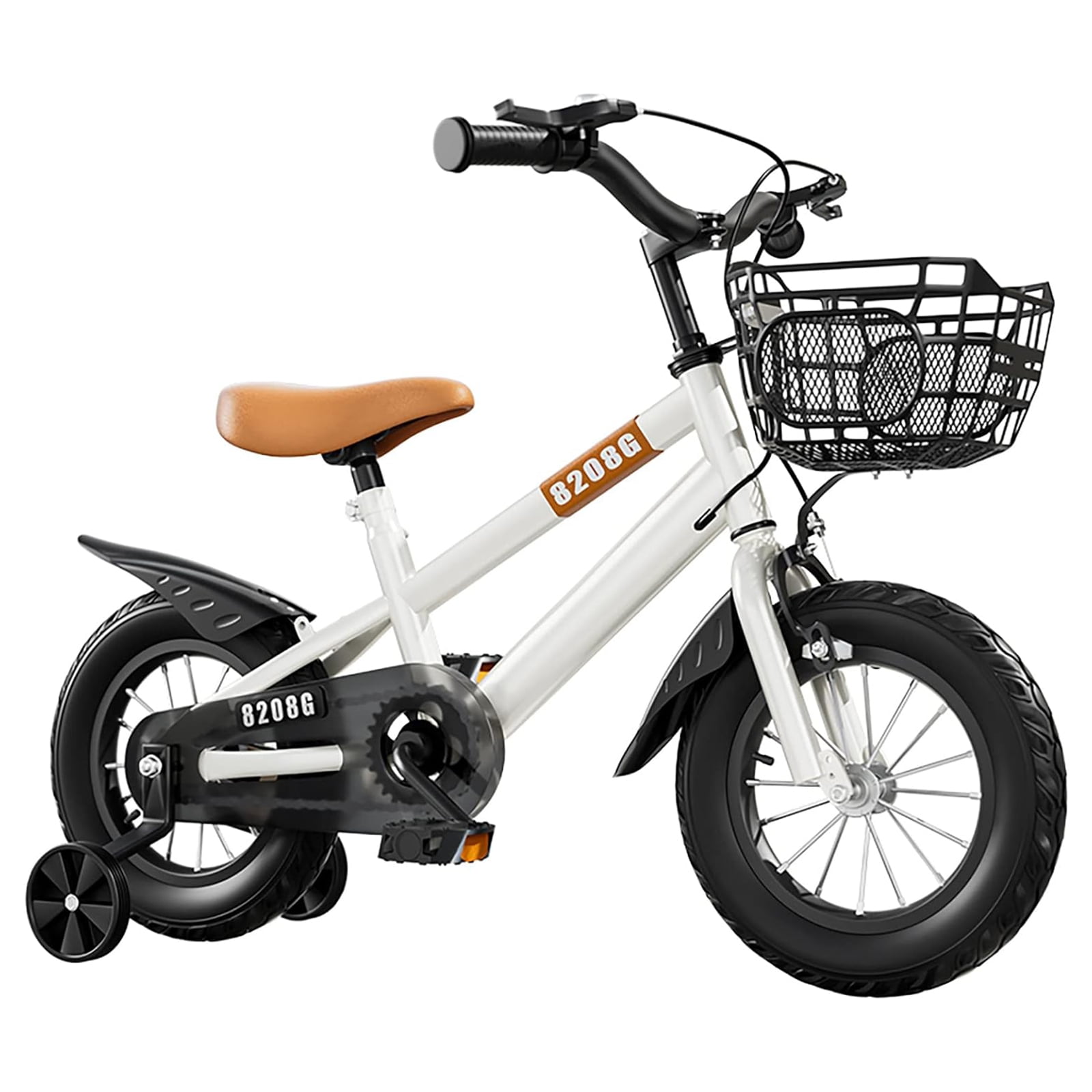 Unbranded Kids Bike Bicycle For Girls Ages 3 7 Years With Training Wheels Basket Kids Bicycle White 14in