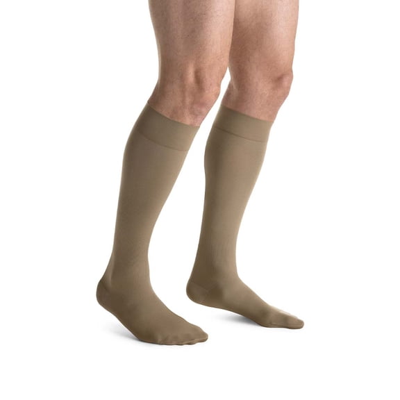 JOBST forMen Compression Socks, 30-40 mmHg, Knee High, Closed Toe, Khaki, Small