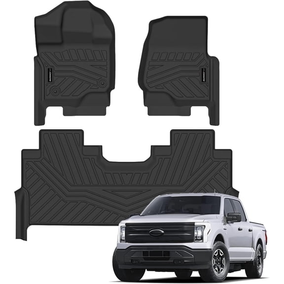 Auxko All Weather Floor Mats Fits for Ford F150 Supercrew 2015-2025 2026(Include Lightning 22-26)(Only Rear Bench Seat w/Under Seat Storage Not for Front Bench Seat) TPE Rubber Liners Odorless Mats