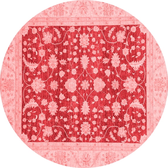 Ahgly Company Machine Washable Indoor Round Oriental Red Traditional Area Rugs, 5' Round