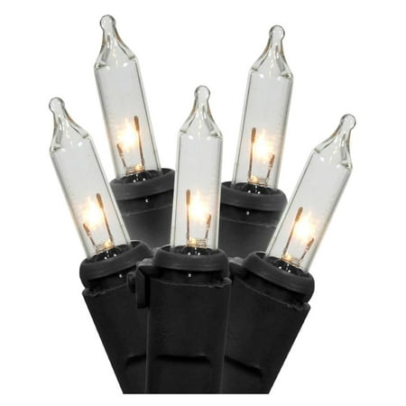 Vickerman 516560 - 35 Light 26' Black Wire Clear Miniature Christmas Light String Set with 9