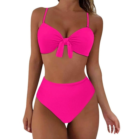 Cathalem Womens Bathing Suits 2 Piece Women's Bikini Swimwear Swimsuit Two Piece Swimwear(Pink,L)