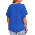 thumbnail image 4 of WellSize Plus Size Blouses for Women V Neck Short Petal Sleeve Tunic Tops Casual Summer Floral Shirts, 4 of 8
