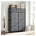 thumbnail image 4 of Exlonjet 14 Drawer Dresser, Tall Dressers & Chest of Drawers, Fabric Dresser, Large Bedroom Dresser for Bedroom, Closets, Living Room, Entryway, Wooden Top, Metal Frame, 52.2"H x 37.4"W x 11.8"D, Grey, 4 of 8