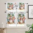 thumbnail image 2 of Merry Christmas Snowman Kitchen Curtains and Valances Set, Snow Coconut Tree Shell Beach Rod Pocket Window Valance 18 Inch Window Curtain Panels for Living Room Bedroom Laundry, 27.5x36in, 3 Pieces, 2 of 7