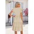thumbnail image 4 of Women Dress V-Neck Short Sleeve T-Shirt Dress Ruffles Casual Swing Dress, 4 of 5