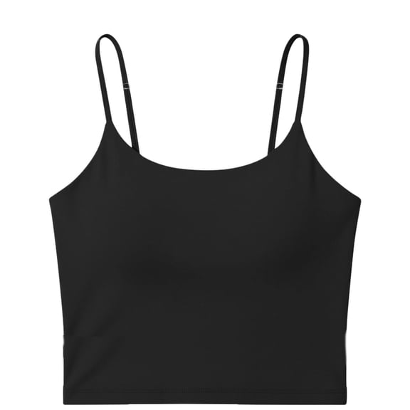 VV AVEORS Womens Cotton Camisole Built in Bra Tank Top Adjustable Spaghetti Strap Undershirt Black L