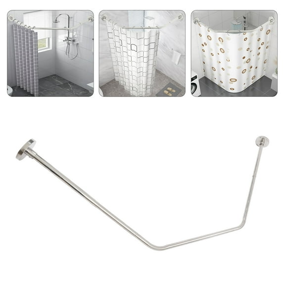 Corner Shower Curtain Rod 304 Stainless Stainless Steel Adjustable Curved Shaped Rack for Bathroom