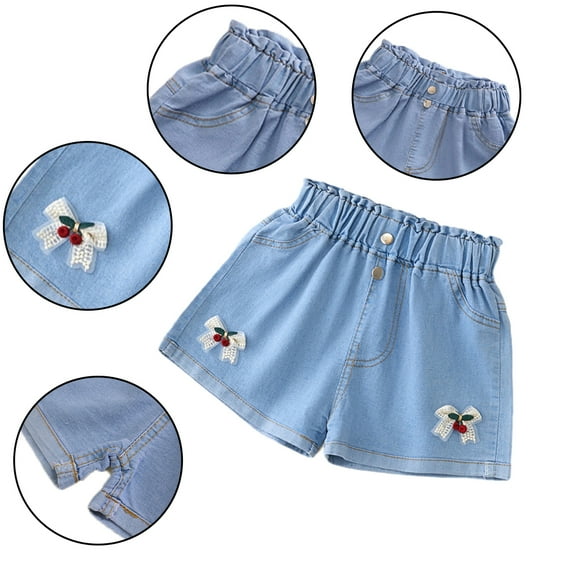 Esaierr Girls Denim Shorts for Kids Baby,Youth Denim Shortie Shorts Little&Big Girls Summer Jean Shorts Elastic Shorts,Size 3-13Years
