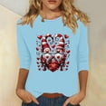 thumbnail image 2 of Staron Liquidation T-Shirts de la Saint-Valentin pour Femmes T-Shirts à Col Rond T-Shirts Imprimés Cœur Manches 3/4 T-Shirt d'Été Ample T-Shirt Graphique T-Shirts Basiques Blouses Hauts, 2 of 4