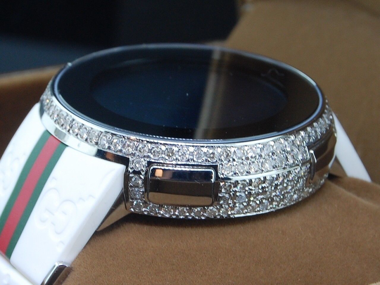 Gucci Diamond White Watch Mens Full Casing Ya114214 5 Row Custom Digital 3.5 CT - image 4 of 10