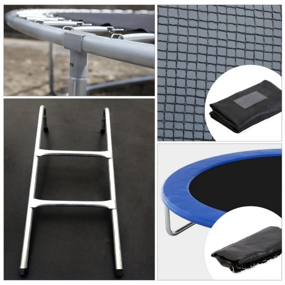 10FT Trampoline for Kids Teens Adults with L-zipper-TX and Safety Enclosure Net, Outdoor Trampoline with Ladder, Heavy-Duty Round Trampoline