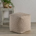 thumbnail image 3 of GDF Studio Sovereign Hand-Crafted Cotton Cube Pouf, Beige and Yellow, 3 of 8