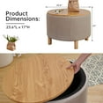 thumbnail image 3 of Round Coffee Table with Storage for Bedroom Living Room Round Ottoman as a Foot Rest Multi-Function High-Capacity Cotton and Linen Fabric Natural Color Desktop Natural Color Feet, 3 of 4