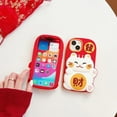 thumbnail image 3 of Case for iPhone 13,Kawaii Phone Cases 3D Silicone Cartoon Lucky Cat Fun Cute Case Soft Rubber Shockproof Protective Case Women Girls for iPhone 13, 3 of 7