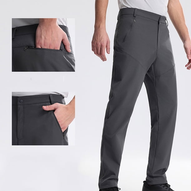 Pantalones largos para hombre, informales, transpirables, de exterior, de color sólido, con cremallera, bolsillo, pierna recta, deportivos, de poliéster.