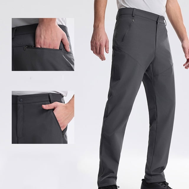 Pantalones largos para hombre, informales, transpirables, de exterior, de color sólido, con cremallera, bolsillo, pierna recta, deportivos, de poliéster.