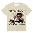 thumbnail image 4 of Mens Graphic T-shirts 250 Anniversary USA Shirt Short Sleeve Crewneck Patriotic Tee Breathable Casual T Shirt for Men Beige L, 4 of 4
