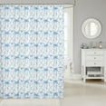 thumbnail image 2 of Bow 72"Wx84"L Bathroom Curtains,Blue Watercolor Bowknot Shower Curtain Geometric Check Cute Bow Bath Curtain,Blue White Bow Bathtub Curtain, 2 of 6