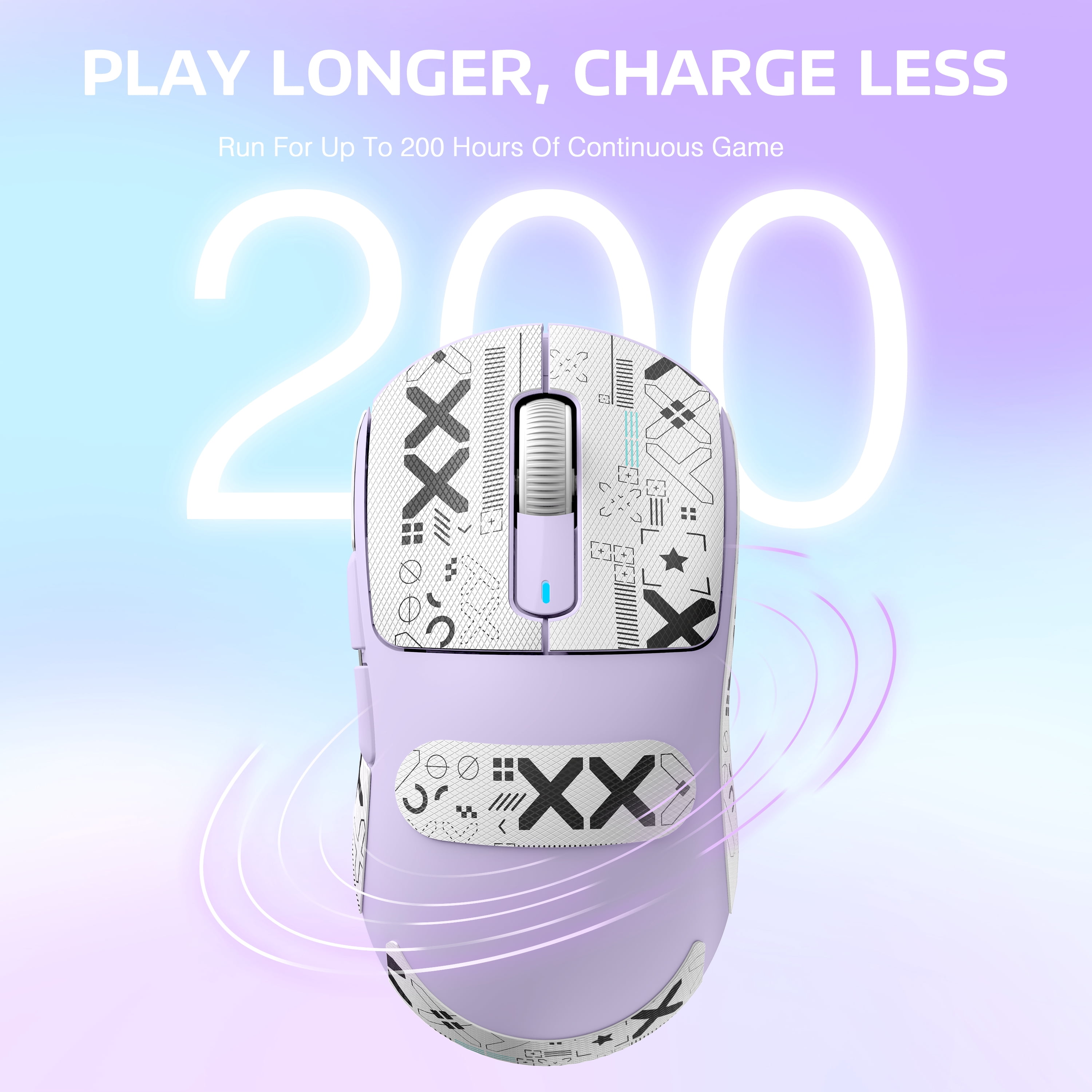 ATTACK SHARK X3 Wireless Gaming Mouse, 49g Ergonomic Design, Tri-Mode Bluetooth/2.4G/USB-C Wired, PAW3395 Optical Sensor, 26000 DPI, Programmable Buttons, for PC/Laptop/Mac, Purple with Griptape