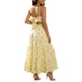 thumbnail image 5 of Gyujnb Thin Spaghetti V Neck Strap Maxi Dress All Over Ditsy Floral Print Lace Up Back Tie Fitted Bodycon Cut Elegant Gown for Maternity Photoshoot,L, 5 of 9