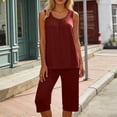 thumbnail image 2 of BUIGTTKLOP Womens Summer 2 Piece Pajama Sets Sleeveless Tops with Capri Pants Lounge Ladies Pjs Sets with Pockets, 2 of 6