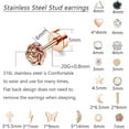 thumbnail image 2 of 18 Pairs Adults Stainless Steel Stud Earrings Set for Women Men 20G Cartilage Earrings Hypoallergenic Flatback Earrings Piercing Jewelry(Rose Gold), 2 of 5