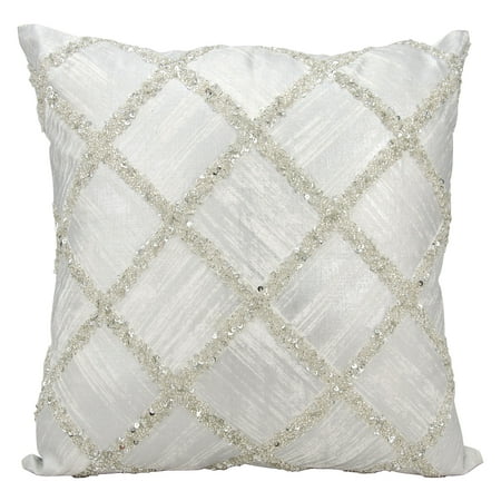Kathy Ireland Beaded Diamonds Silver Throw Pillow Kathy Ireland Beaded Diamonds Silver Throw Pillow