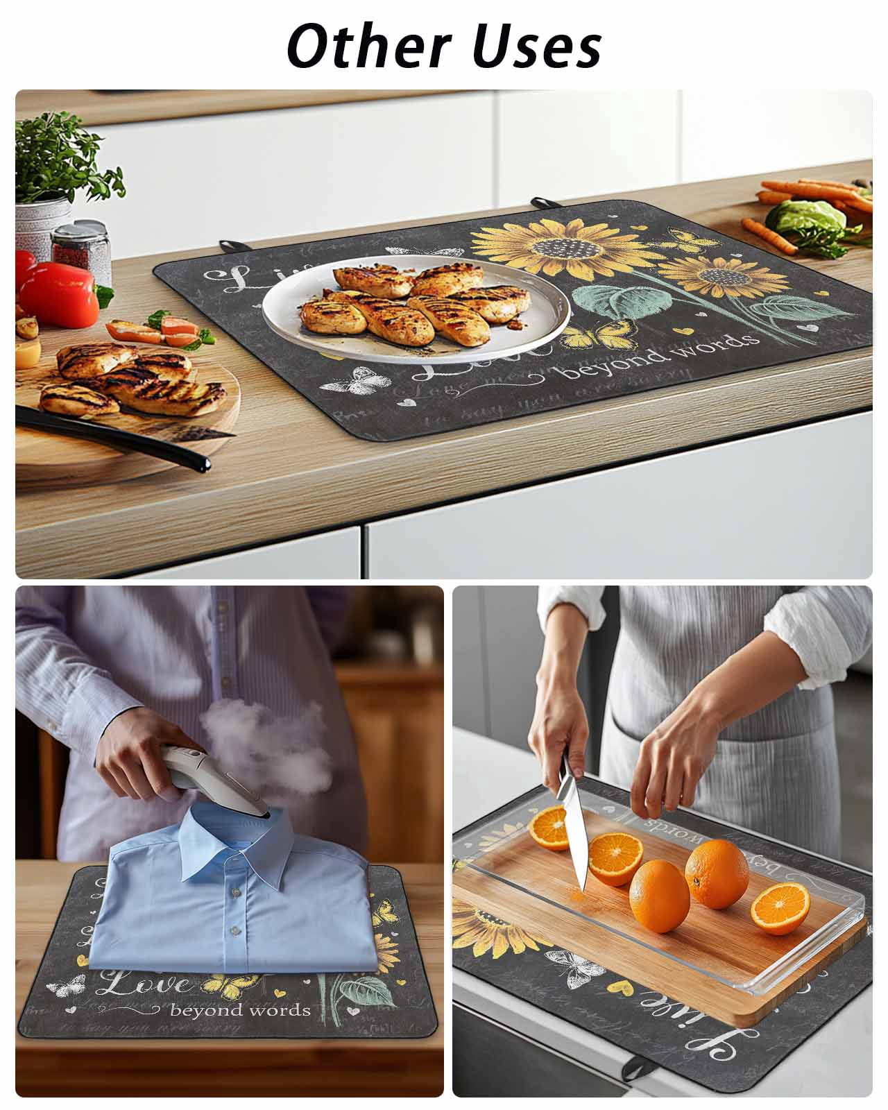 Stove Top Covers for Electric Stove 36x21 Inches, Retro Sunflower Heat Insulation Fireproof Glass Cooktop Protector, Spring Summer Farmhouse Floral Butterfly Countertop Stovetop Cover for Kitchen