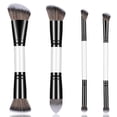 thumbnail image 1 of 4-Piece Foundation, Contouring & Concealer Brush Set — Dual-Ended Professional Makeup Brush Kit, Suitable for Powder, Blush, Concealer, Eyeshadow, and Liquid/Loose/Cream Products.,Black, 1 of 8