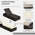 thumbnail image 4 of Outsunny 3pc Chaise Lounge Chair Set w/Side Table Outdoor Patio Synthetic Rattan Wicker Sun Bed Set with Cushion All Weather, 4 of 9