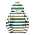 thumbnail image 4 of Girl Oversized Hoodie Shirts Striped Pullover Tops Casual Long Sleeve Hooded Sweatshirts with Pocket New Girls Breathable Long Sleeve Blouse Green 140, 4 of 5