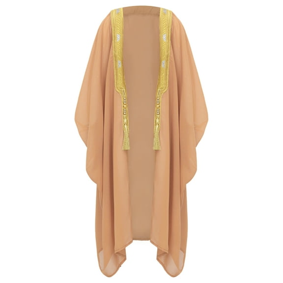Aislor Kids Girls Graduation Gown Praise Church Choir Robes Sheer Mesh Open Front Cardigan Long Capes Light Orange 100