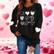 thumbnail image 1 of Xuyuer Valentines Sweatshirts for Women Heart Print Graphic Valentine Sweatshirts Casual Tops, 1 of 9