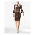 thumbnail image 2 of CALVIN KLEIN $129 Womens New 1400 Brown Velvet Bell Sleeve Sheath Dress 4 B+B, 2 of 2