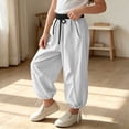 thumbnail image 6 of Rrxhxhs Pants for Girls Color Block Drawstring Elastic Waist Pleated Loose Baggy Casual Joggers with Side Pockets,Beige,2-3 Years, 6 of 6