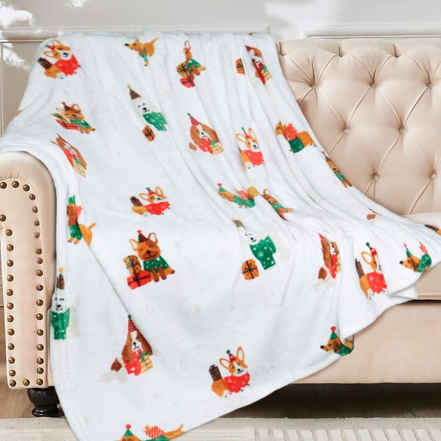 Hitime Christmas Throw Blanket - Christmas Puppy, Ultra-Soft Plush Blanket, Lightweight Warm Decor for Bed, Couch, Movie Nights (Throw - 50"x60")